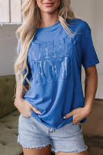 Sky Blue Vintage MOTHERHOOD Letter Graphic T Shirt - Image 8
