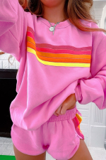 Bonbon Striped Accent Pullover and Shorts Two Piece Casual Set - Image 6