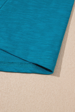 Peacock Blue Metallic Sheen Edge Scoop Neck Tank Top - Image 7