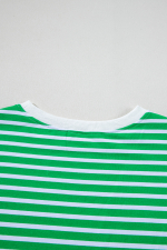 Dark Green Striped Cap Sleeve Tee and Shorts Set - Image 6