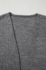 Dark Grey 3pcs V Neck T Shirt Ribbon Knot Pants Open Duster 3pcs Lounge Set - Image 6