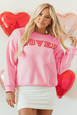 Pink LOVER Puff Print Drop Shoulder Pullover Sweatshirt - Image 4