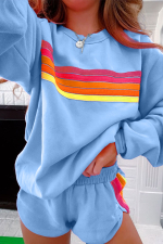 Beau Blue Accent Pullover and Shorts Two Piece Casual Set - Image 8