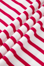 Red Stripe Scalloped Trim Round Neck T Shirt - Image 8