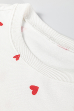 Fiery Red Tiny Hearts Printed Long Sleeve Top Drawstring Lounge Pant Set - Image 7