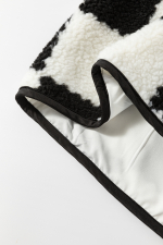 Black Checkered Sherpa Collared Jacket Vest - Image 7