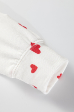 Fiery Red Tiny Hearts Printed Long Sleeve Top Drawstring Lounge Pant Set - Image 8