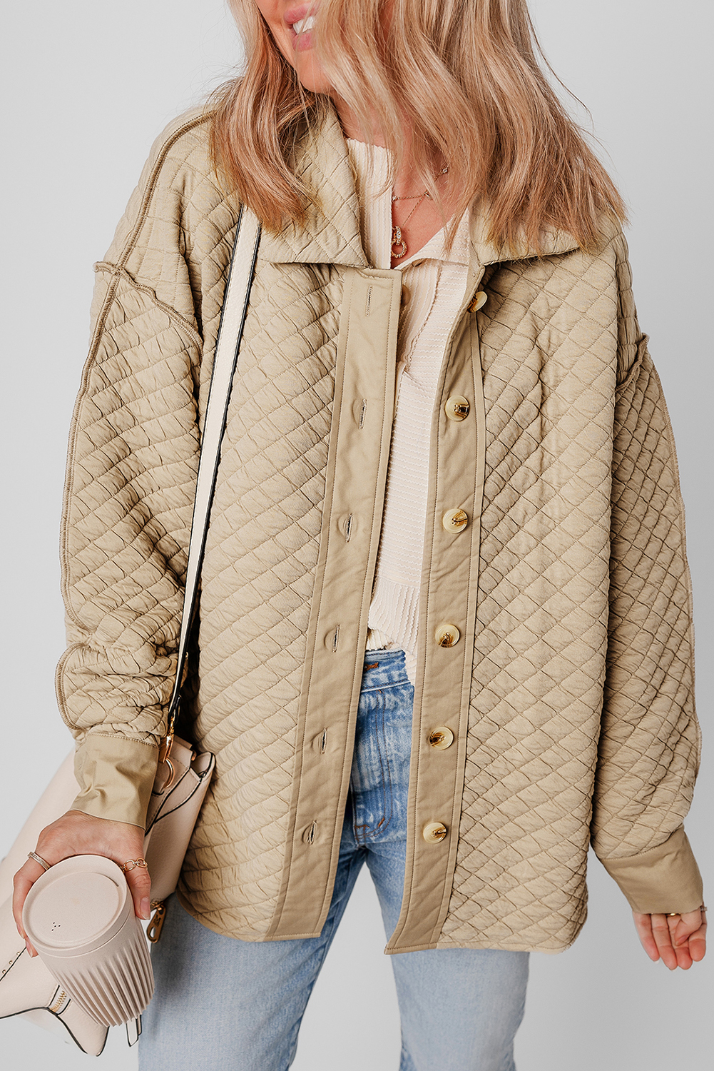 99137804-ff4204a2feaa2014.jpg Jet Stream Solid Color Quilted Puffer Buttoned Shacket - Image 1